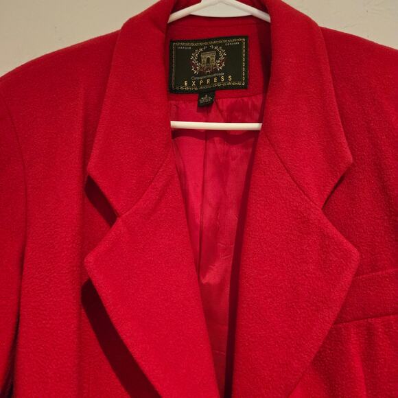 Vintage 80's 90's Express Red Wool Cashmere Blend 3-Button Classic Blazer, Sz S - Picture 3 of 9